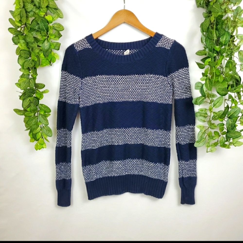 Fossil navy striped knit crewneck sweater